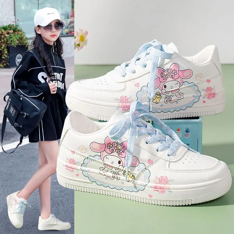 

Kawaii Sanrio Mymelody Sneakers Children Spring Autumn Cute Kuromi Cinnamoroll Comfort Student Casual Running Shoes Girl Gifts