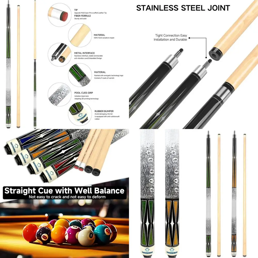 

Бильярдный кий из кленового дерева 58 с 3D-печатной рукояткой и наконечником 13 мм для профессиональной игры