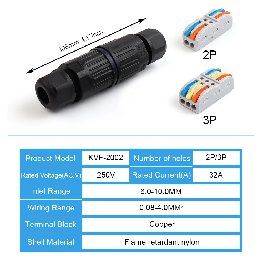IP68 Waterproof Electrical Cable Connector, Outdoor 2/3 Way Junction Box, Waterproof Wire Connectors with Replaceable Lever Wire image 5