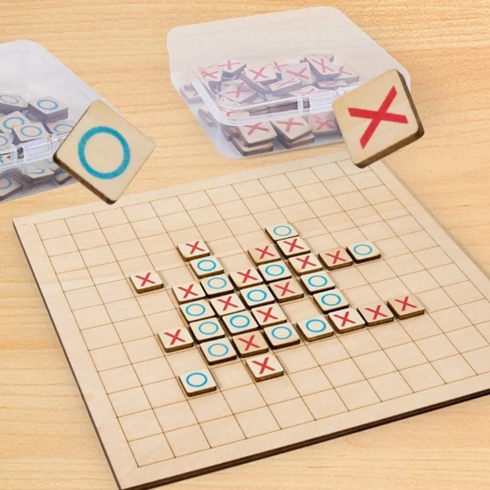 New Wooden XO Tic Tac Toe Two-in-one Travel Game Five-in-a-Row Interactive Parent-child Game Desktop Game Adults