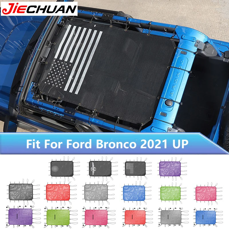 

JIECHUAN Car Roof Top Sunshade Cover Sun Protection Heat Insulation Net Fit For Ford Bronco 2-Doors 2021 2022 2023 2024 2025 Up