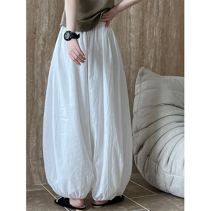 FDEY 2025 New Summer Elegant Fashion Women Lantern Pants Casual Loose Breathable Cotton Wide Leg Pants