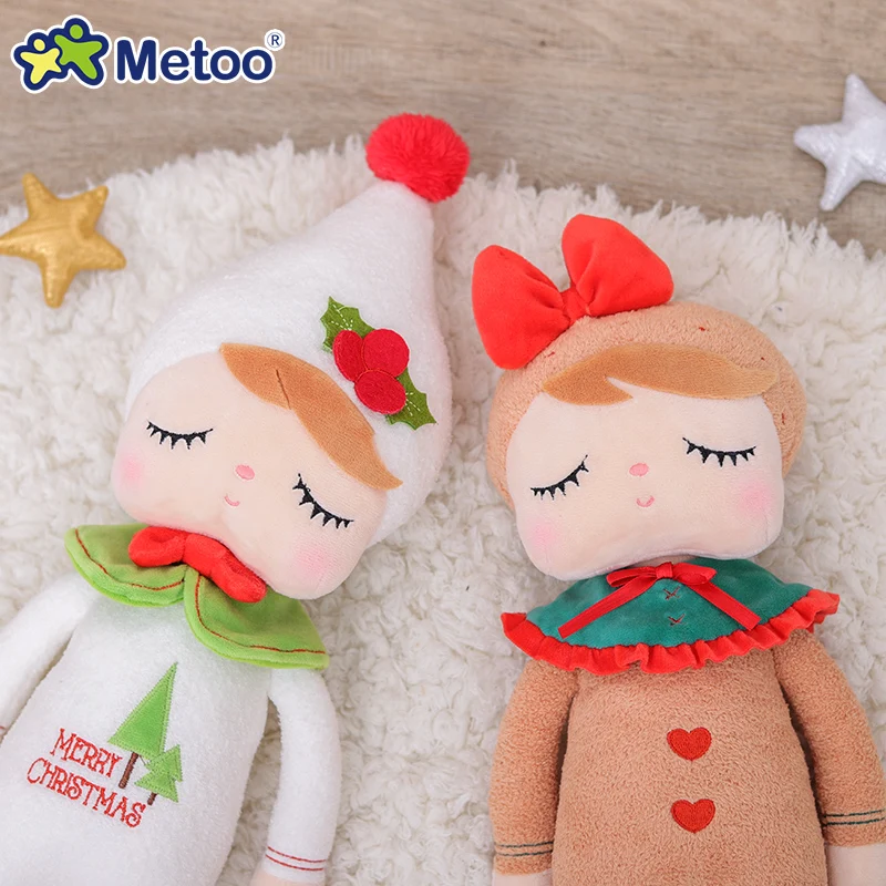 Metoo 38cm Merry Christmas Angela Doll With Braids Dress Plush for Home Bedroom Decor Birthday Baby Shower Xmas Gift Girl Toys