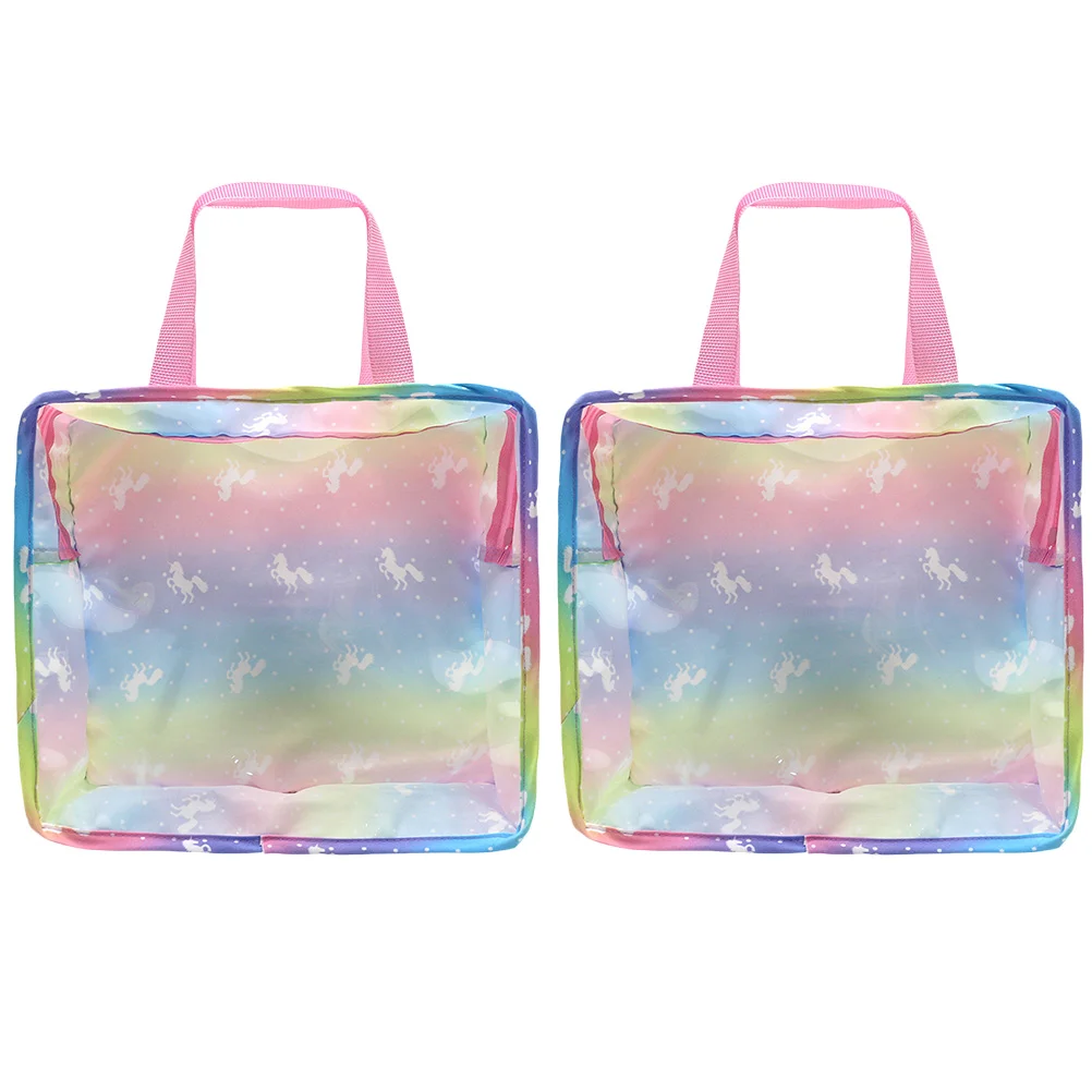 2 Pcs Accessory Bag Dolls Storage Handbags Travel Clothes Pouch Handheld for Accessories Girl Unicorn Kids Portable