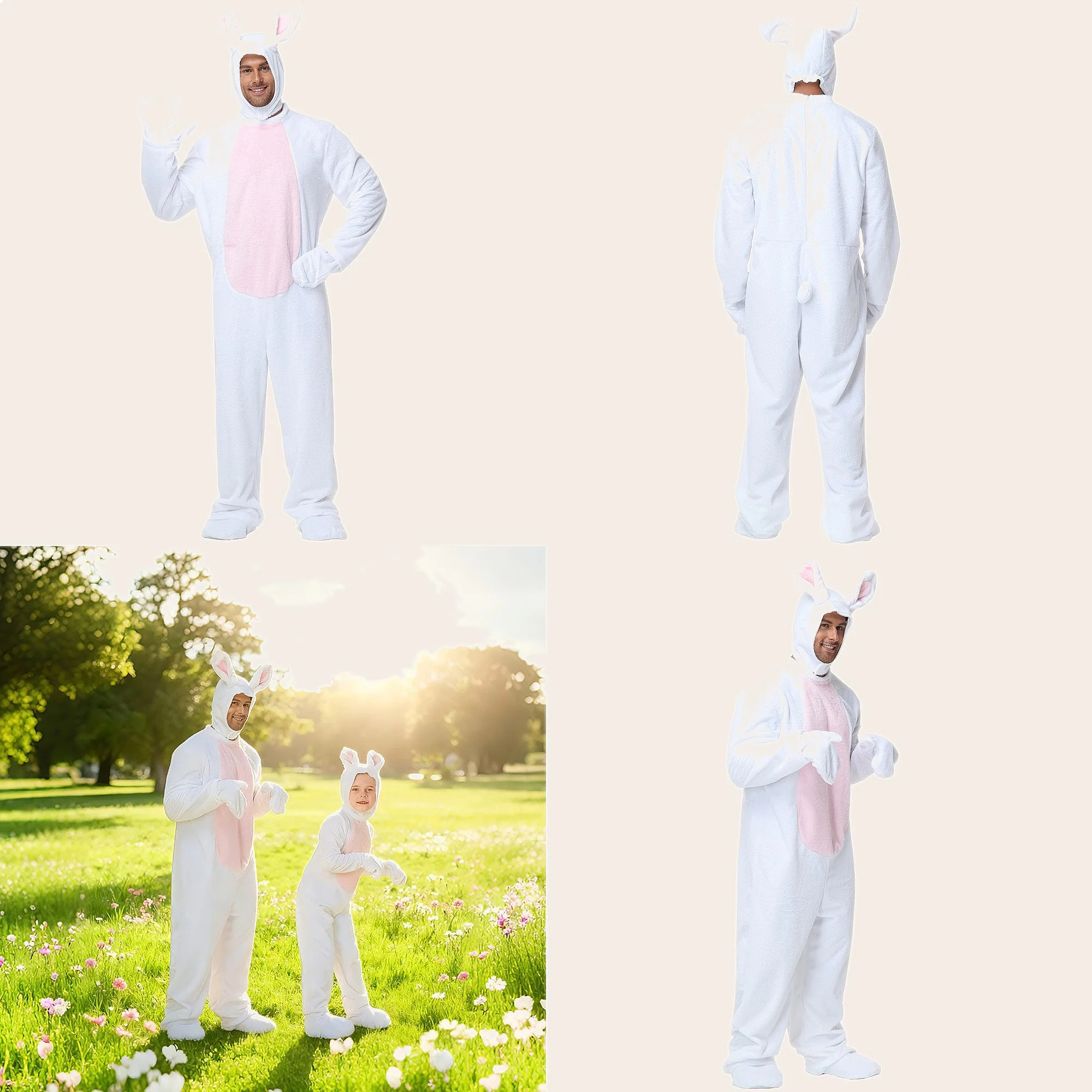 

Halloween Plush Rabbit Costume for Women Adults, Furry Animal Rabbit Onesie Cosplay Jumpsuit for Stage Performance Party