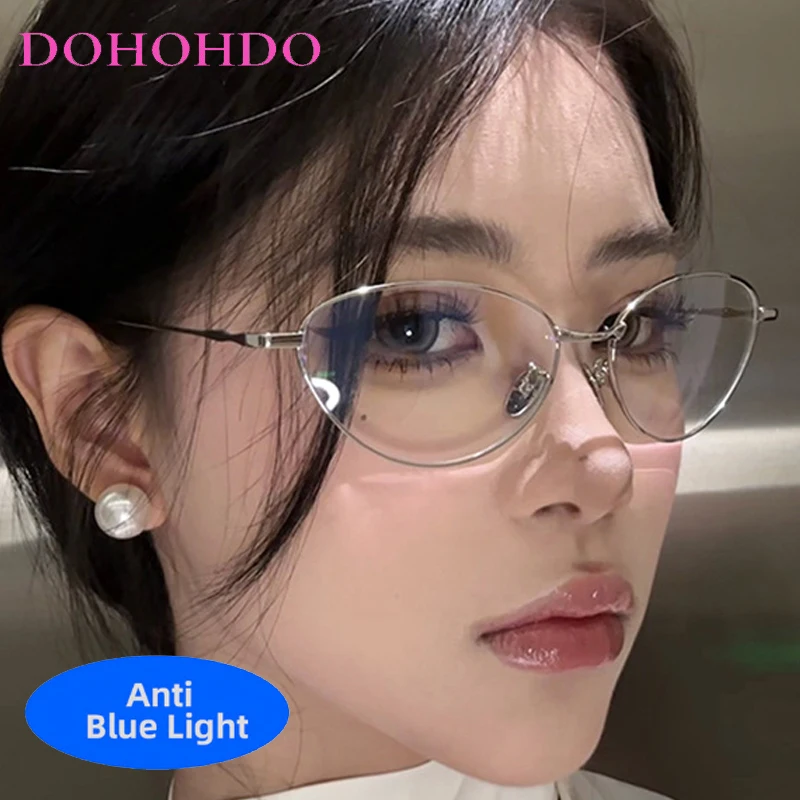

Fashion Y2K Metal Small Cat Eye Anti-Blue Light Optical Glasses Women Men Luxury Brand Computer Anti-Blue Light Eyewear Lentes