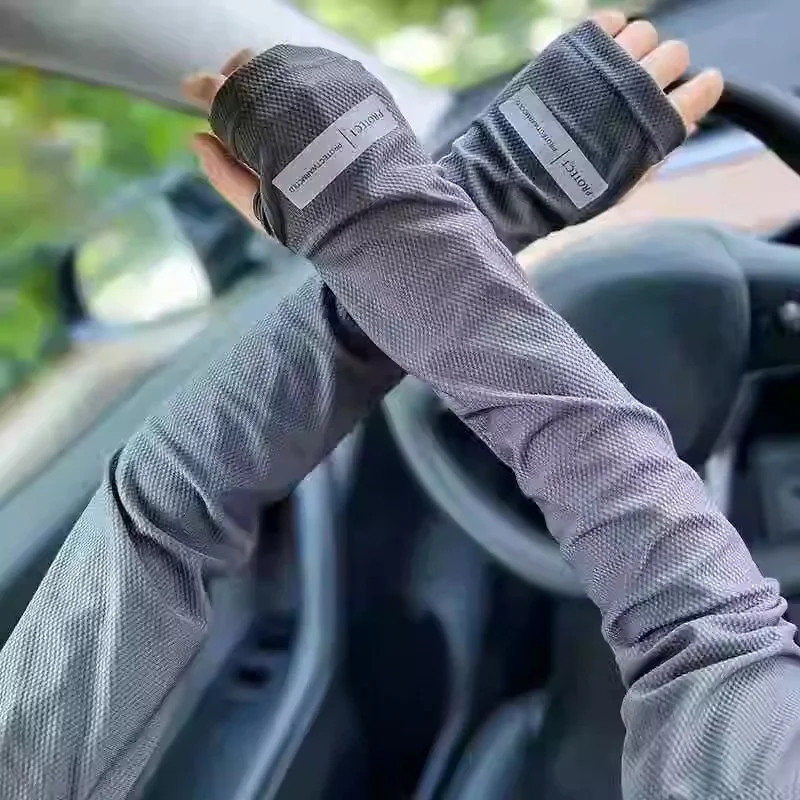 ゆったりとしたメンズアウトドア運転サイクリング用アームプロテクター、通気性のある日よけロング丈日焼け止めスリーブカバー、新作2026アイススリーブ