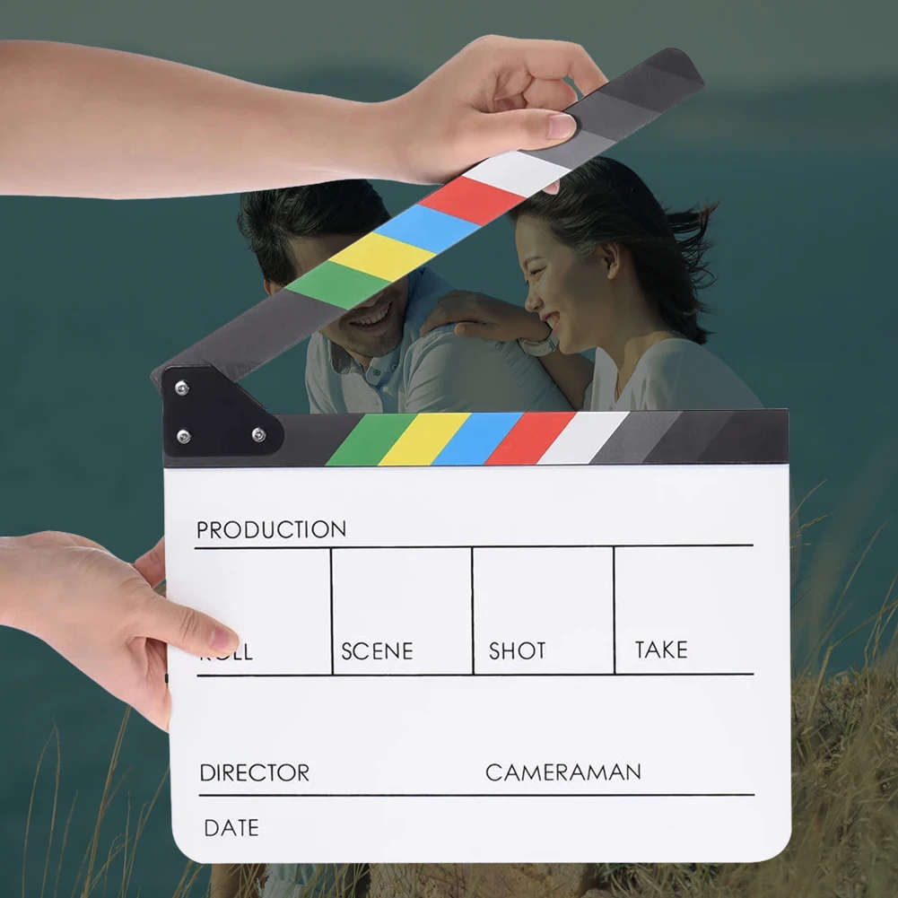 Durable Film Clapper Board Classic Delicate Acrylic Colorful Director Video Scene Clapperboard Movie Film Clapper Cut Prop