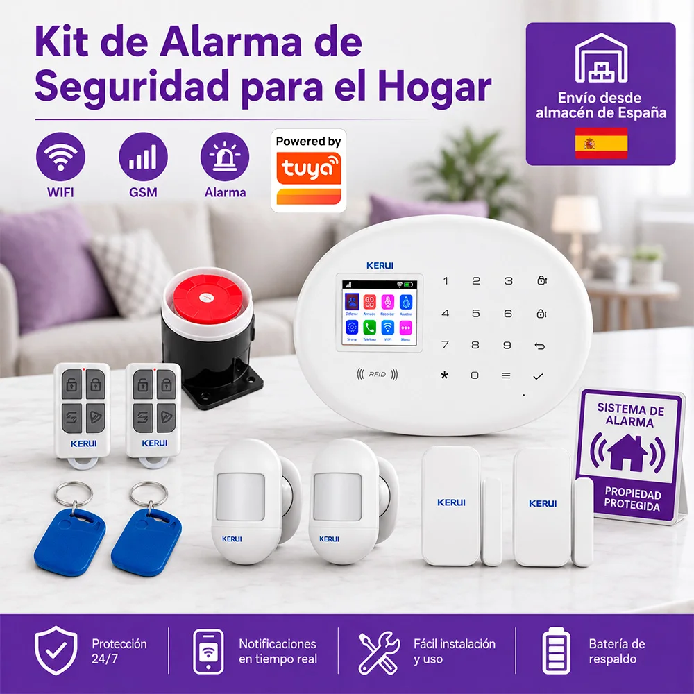 Alarmes antivol WiFi Kerui compatibles avec l'alarme GSM intelligente Tuya pour la maison, détecteurs 433 MHz, système d'alarme de sécurité domestique iOS Android