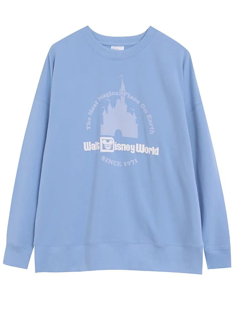 Disneyland Walt Disney World Castle Letter Sweatshirt Celebration Cartoon Print Unisex Couple Women Jumper Tops 3 Colors Female