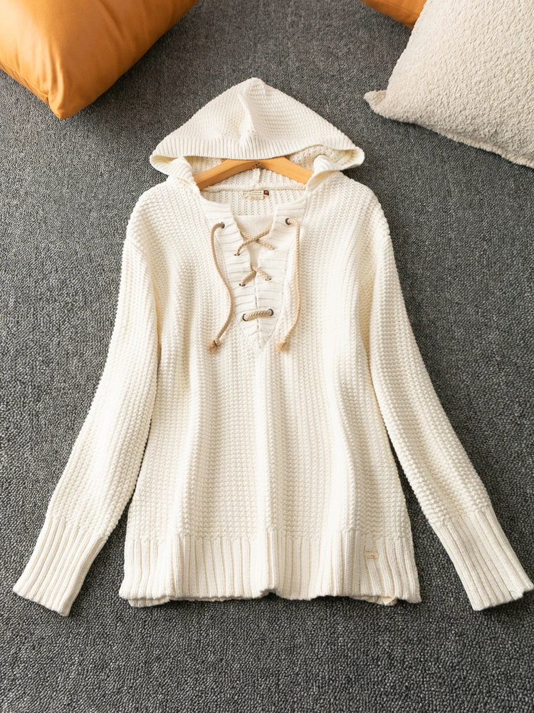 

Warm Comfortable Faionable Korean Sle Hooded Long Sve Sweater Spring Autumn Winter Loose Fit Commute Sle Pure Color