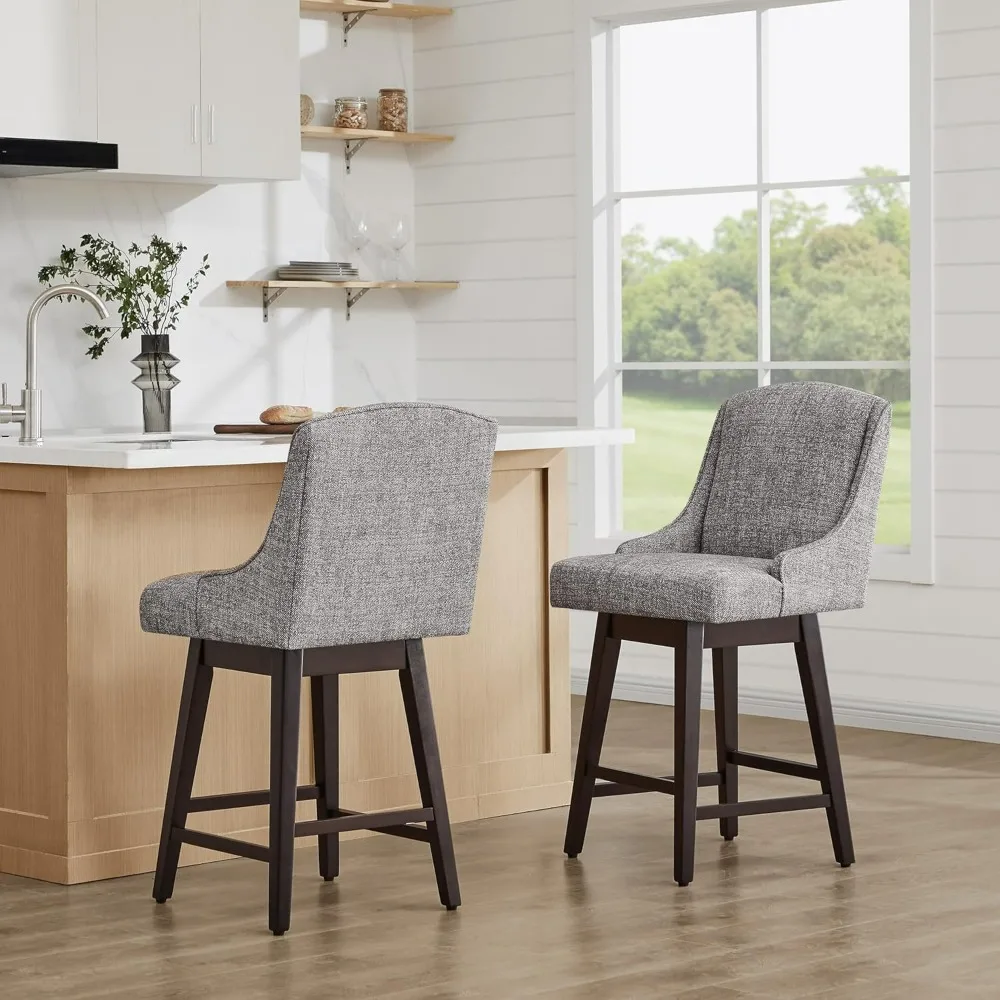 Counter Height Swivel Barstools Barstool FSC Certified Upholstered Fabric Bar Stools Set of 2 High Chairs for Bar Stool Hocker