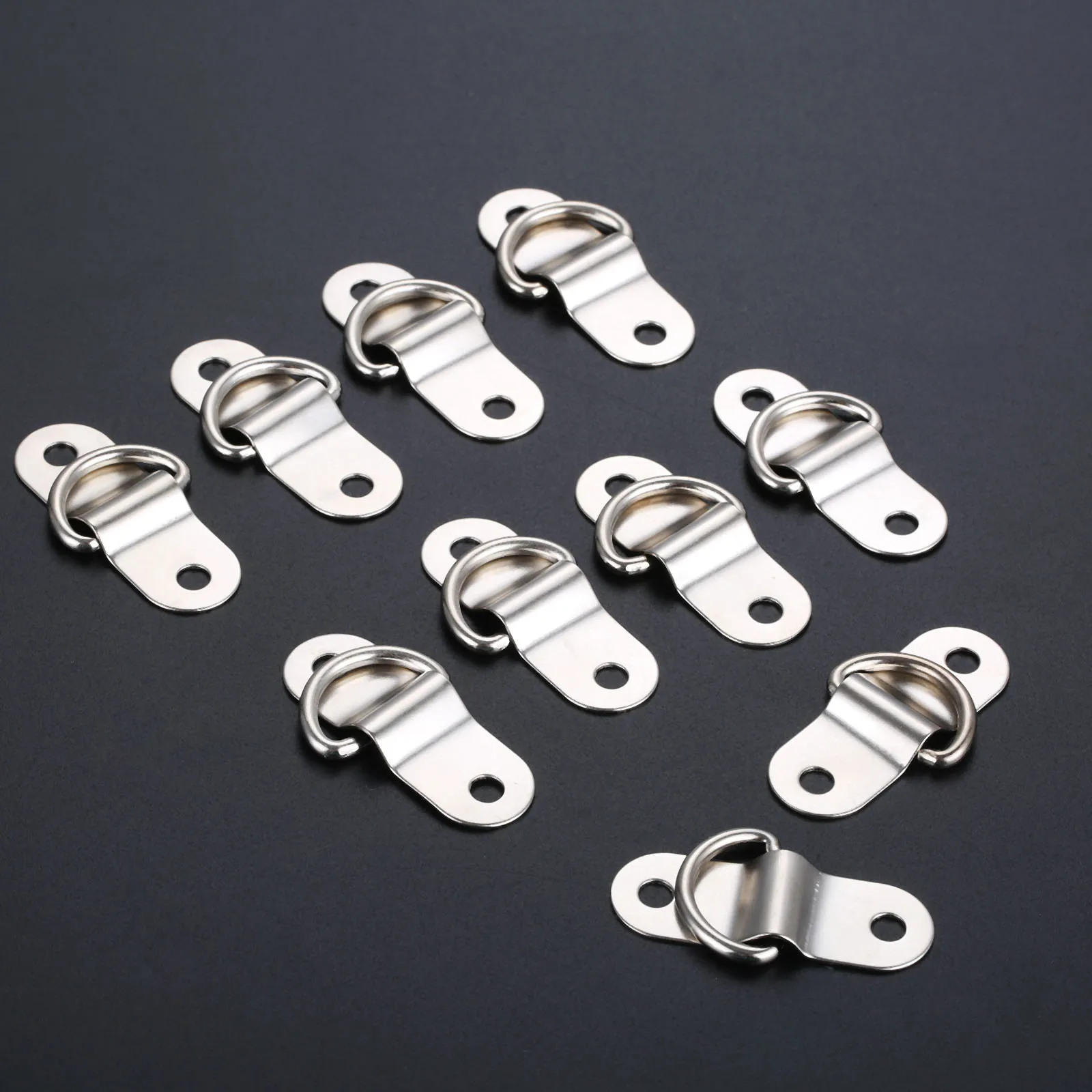 10Pcs Boat Trailers D Ring Durable Tie Down Hook Rope Cleat Load Anchor Metal Flat Seamless D Ring D Button Half Round Buckle