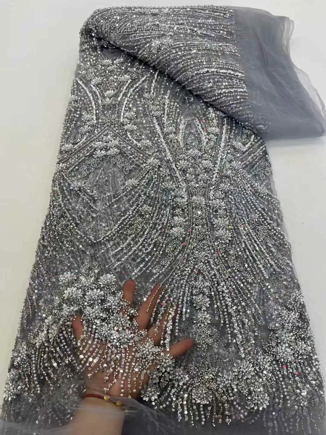 Африканское нигерийское французское сетчатое кружево с бисером и блестками, высокое качество, 2021, кружево с вышивкой и блестками, кружево для свадебных платьев для женщин