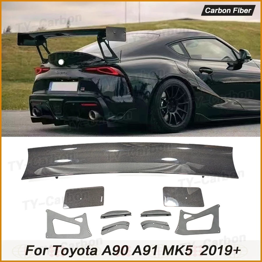 Для Toyota Supra MK5 A90 A91 настоящее углеродное волокно, задний багажник, гоночный спойлер, крыло, высокое VERUS GT, заднее крыло, автомобильный Bodykit 2019+
