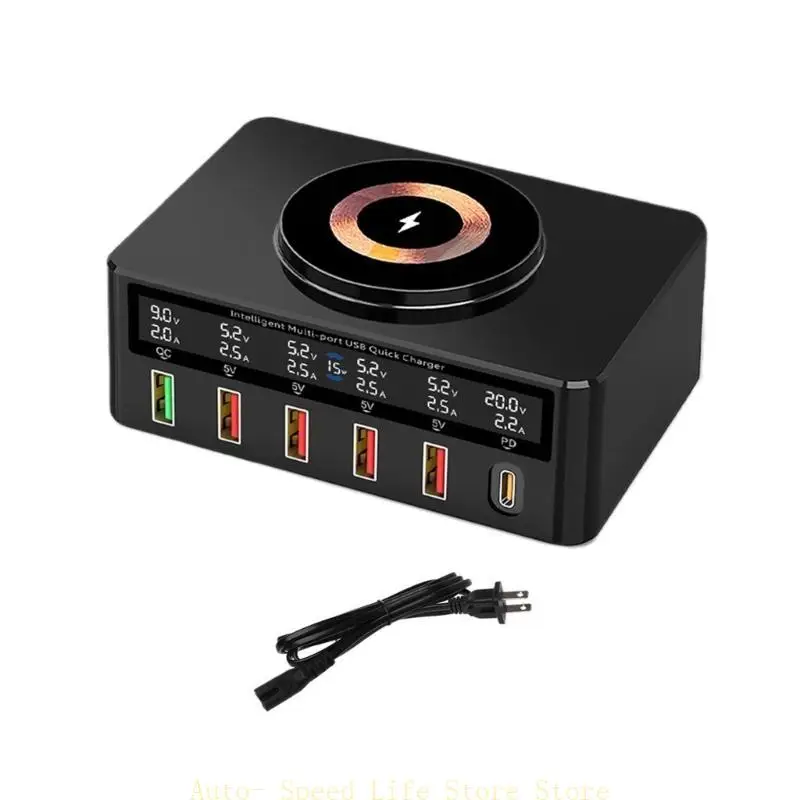 

02DA Многофункциональный 65 Вт USB -зарядного устройства тип зарядного устройства C Зарядная стойка зарядки с кабелем адаптеров