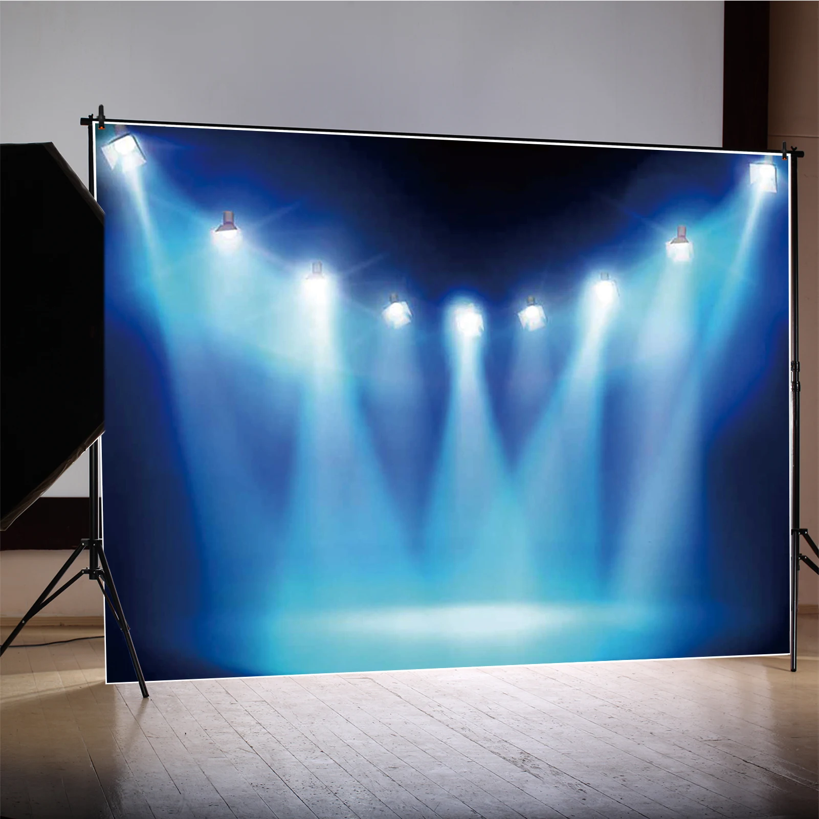 MOON.QG Neon Talent Show Stage Backdrops Smoke Spotlights Arch Backgrounds For Photographs Birthday Banner Photozone Photocall