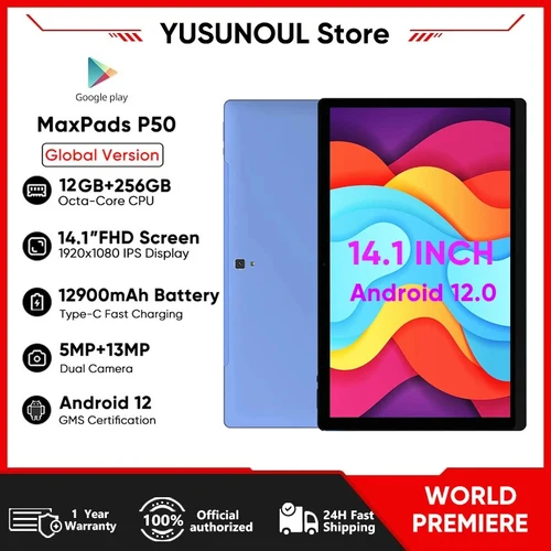 글로벌 버전 14.1 인치 대형 스크린 슈퍼 12 + 256GB 전화 통화, 안드로이드 12Tab, 5G WIFI 태블릿, 음악 시트 읽기 