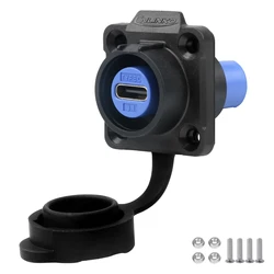 CNLINKO LP16 Waterproof Type-C Connector 5A Female Socket Jacks 10 Gbps Panel Mount Receptacles for Fast Charging Data Transfer
