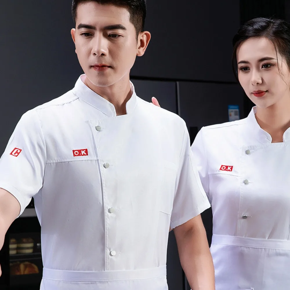 

New Style Chef Suit Short-sleeved Kitchen Chinese and Western Food High-end Hotel Canteen Chef Work Clothes