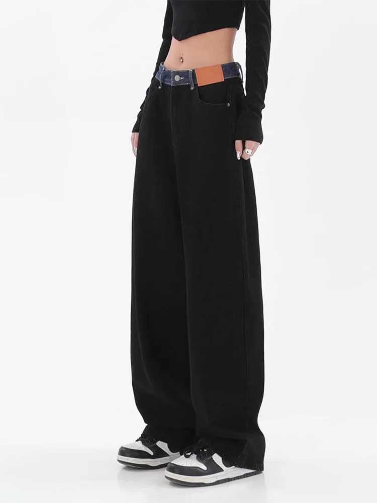 

Retro High Waist Women's Jeans Harajuku Vintage Black BF Style Streetwear All-match Loose Fashion Femme Wide Leg Denim Trousers