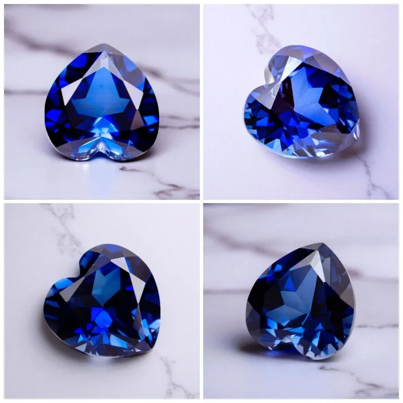 

A-High Quality Lab Grown Sapphire Heart Cut Royal Blue Color DIY Jewelry Making Ring Main Materials Selectable AGL Certificate