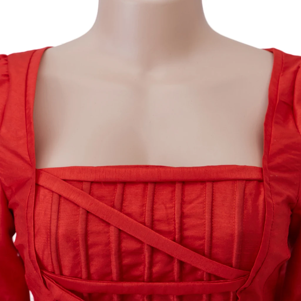 زي نسائي أحمر موسيقي مصنوع حسب الطلب فستان فيكتوري ملابس تنكرية عتيقة ملابس حفلات الهالوين كرنفال