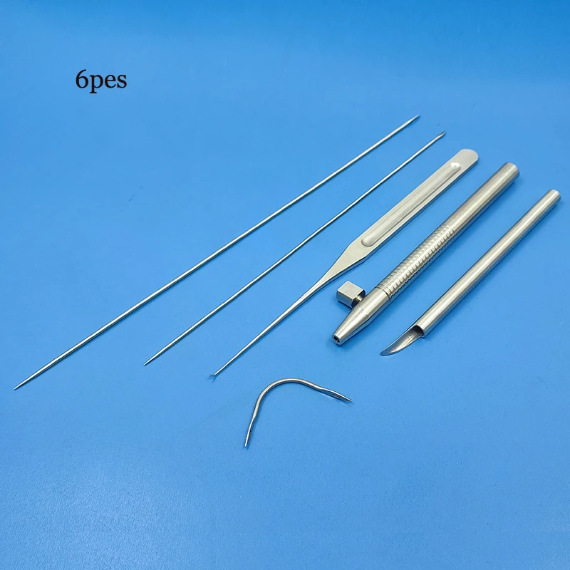 Facial tissue puncture 6 sets of facial thread carving large V skin lift puncture buried thread guide needle open needle breakin