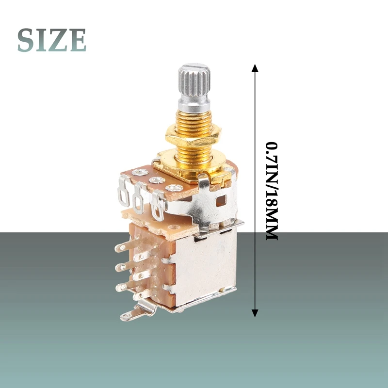 AC22-Guitar Pots 500K Short Split Shaft Audio Taper Push/Pull Potentiometer