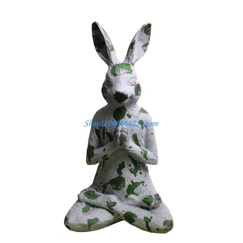 

Yoga Rabbit Statue Figurine Ornament Desktop Animal Figurines Car Decoration Farm Craft Decoration Collectible