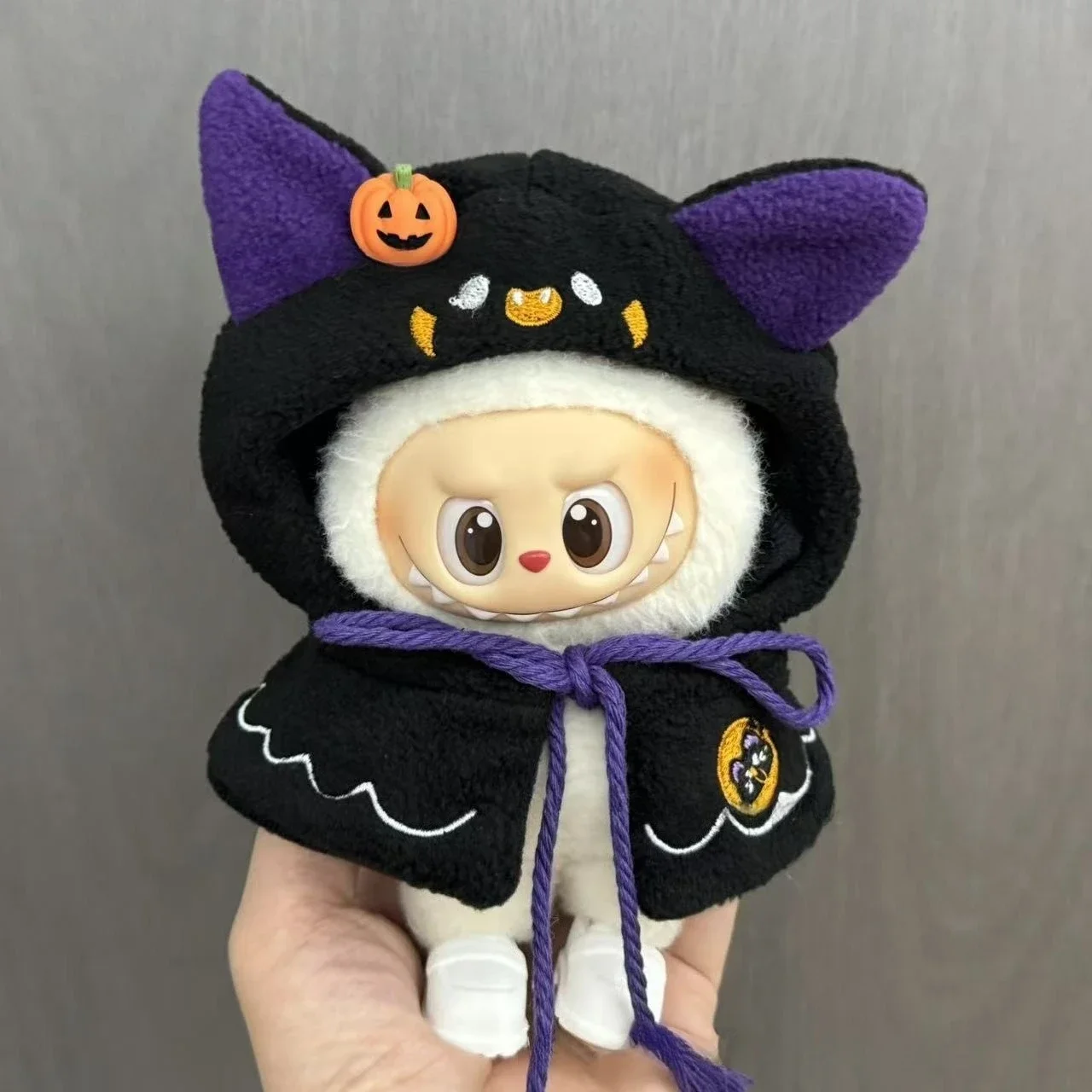 

New Halloween Cute Plush Pumpkin Clothes for Labubu V1 V3 with Halloween Witch's Cloak Hat Suit for Ladbubu Dolls Accessories