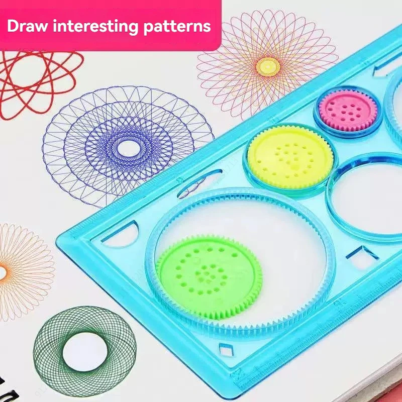 1PC Children Drawing Toys Spirograph Ruler Multifunctional Magic Set Ruler Versatile Gauge Curve Gear Painting Ruler for Kid TMZ