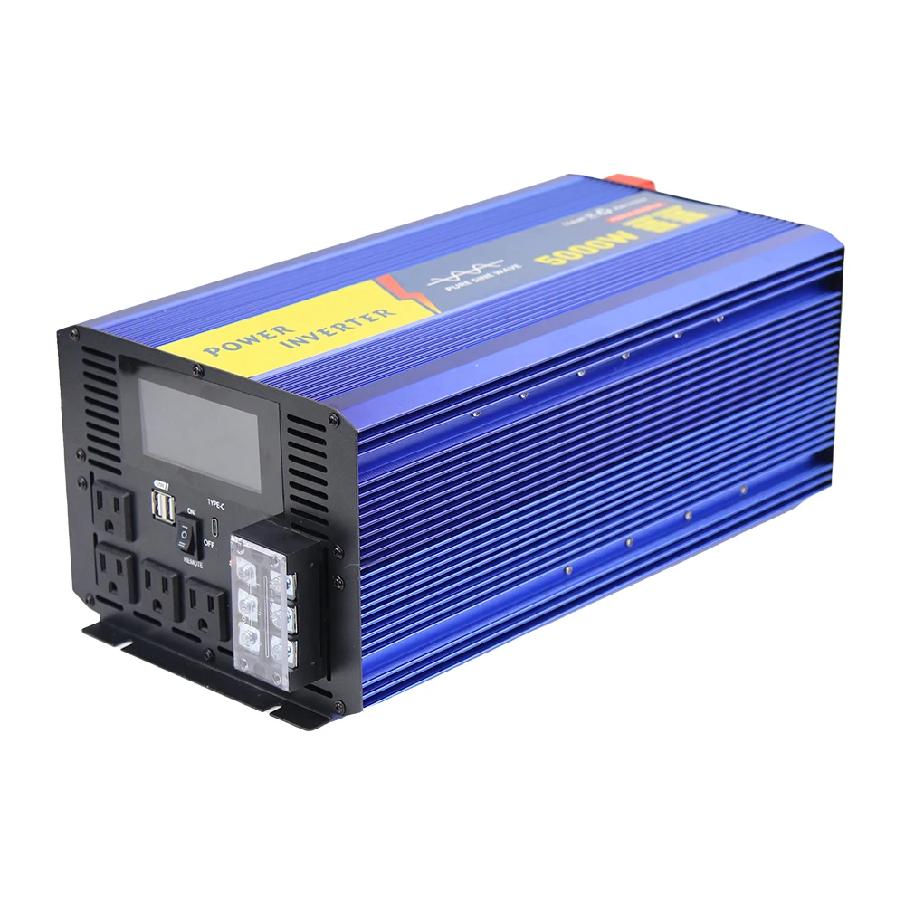DC12V to AC 220V/110V 5000W 50Hz/60Hz LED Display USB Pure Sine Wave Charging Power Inverter