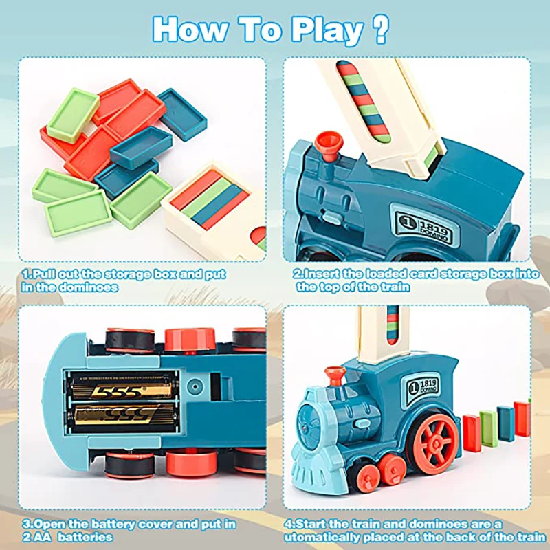 Domino Train Domino Block Set Automatic Lay Block Toy Domino Train Car Set Stacking Game Fun and Colorful Train DIY Toy Gift