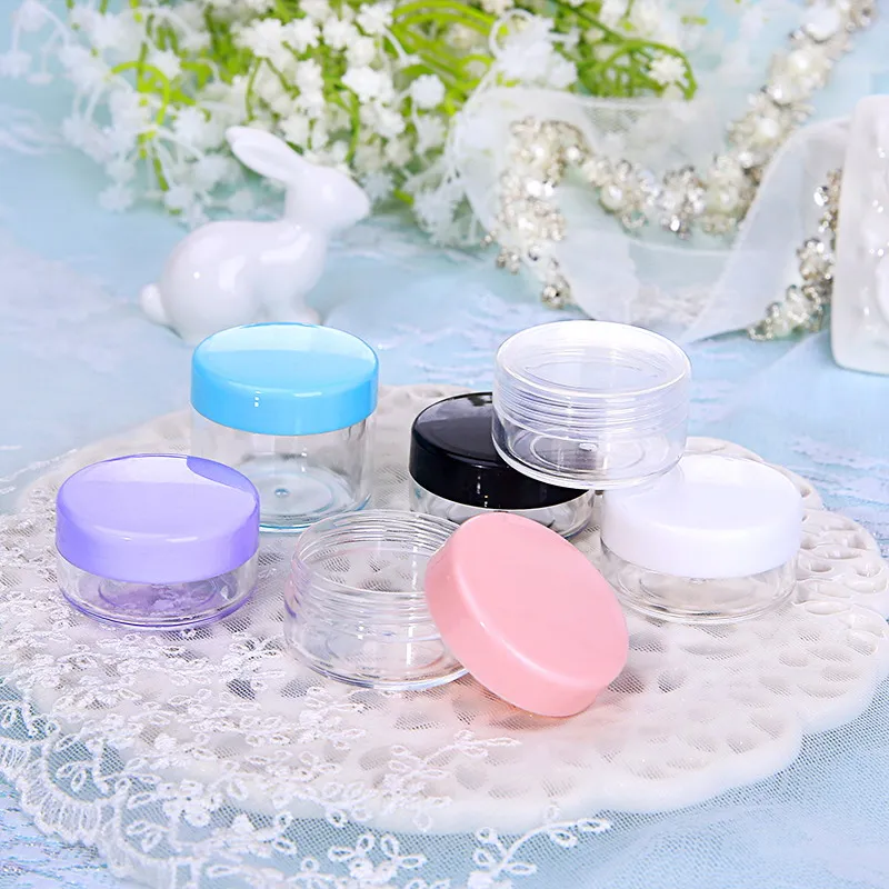 100Pcs/Lot 10g 15g 20g Refillable Bottle Containers Custom Logo Storage Makeup Cream Nail Art Portable Plastic Jar Pot with Lid