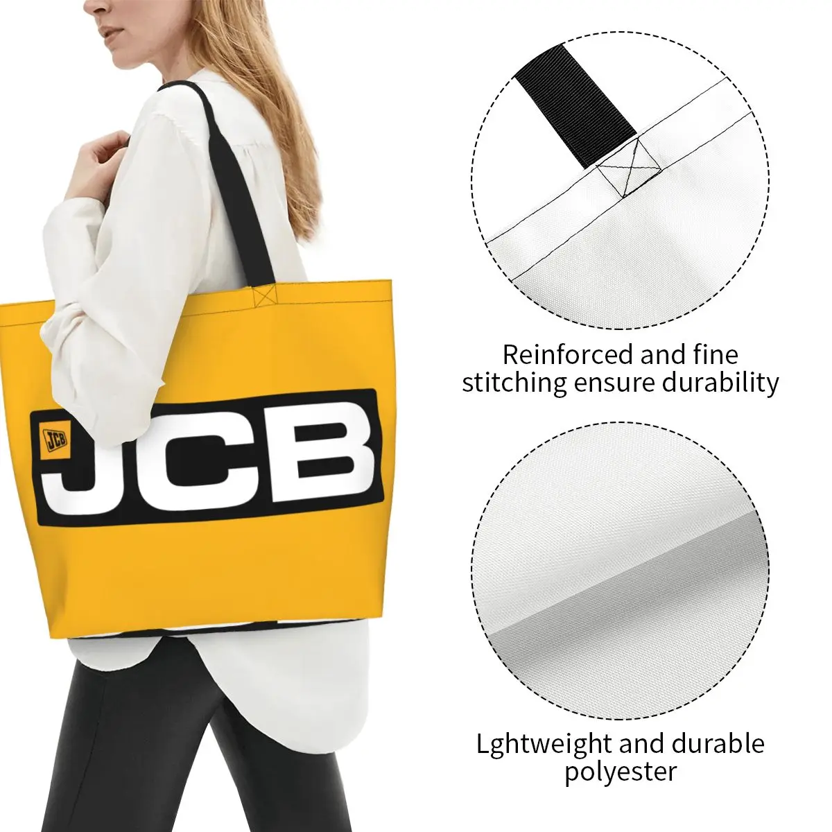 JCB-Kawaii Canvas Shoulder Shopper Bag para as Mulheres, mercearia Tote, bolsas de grande capacidade