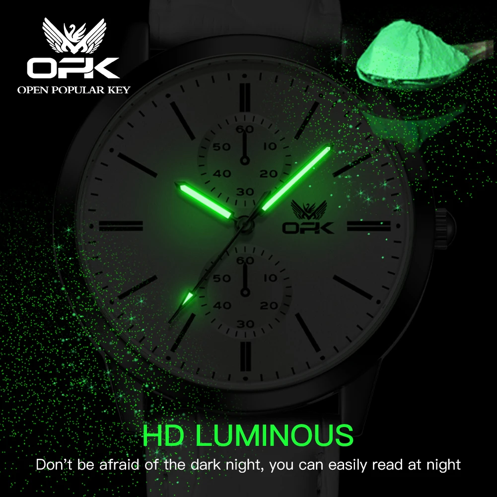 OPK 브랜드 방수 야광 남성용 쿼츠 시계 9001