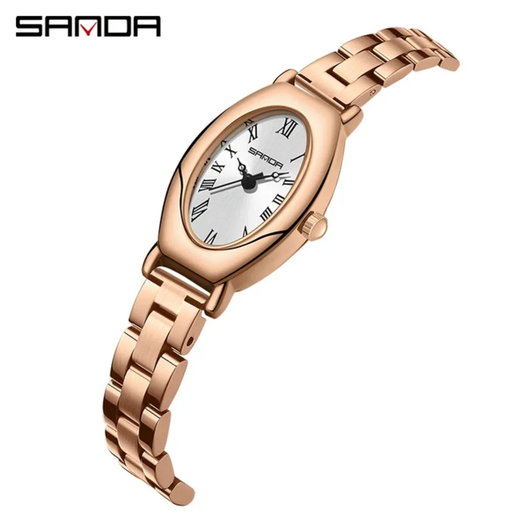 Sanda-Reloj de pulsera analógico para mujer, cronógrafo con diseño elegante, número romano, esfera cuadrada, movimiento de cuarzo, resistente al agua, de negocios, novedad de 2023, 1123