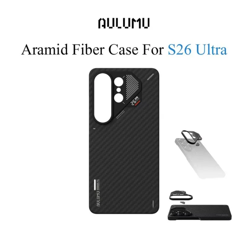AULUMU S26 Ultra TPU Case Carbon Fibre Case for Samsung Galaxy S26 Ultra Lightweight Aramid Fiber Braided MagSafe Magnetic Cover