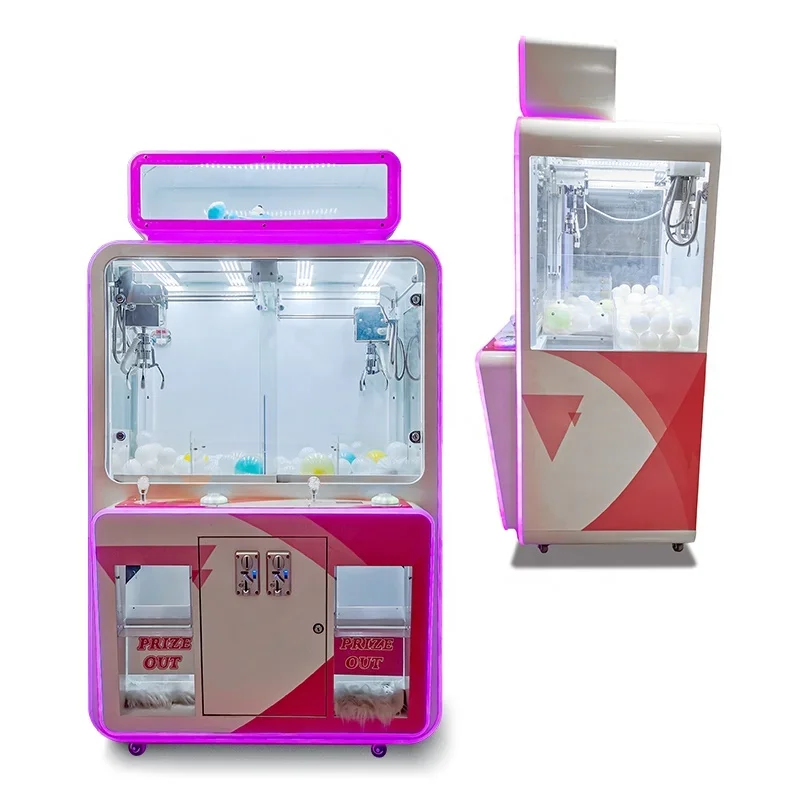 Klauen automat 2 Spieler UFO Catcher Pink angepasst zwei Krallen Arcade Spielzeug Kran Spiel Krallen maschine