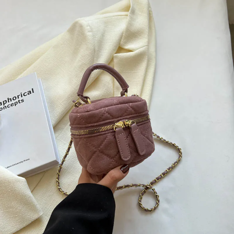 حقيبة يد قطيفة خفيفة صغيرة الحجم ماسية للجنسين، حقيبة كتف كروسبودي، سلسلة دلو، محفظة نسائية