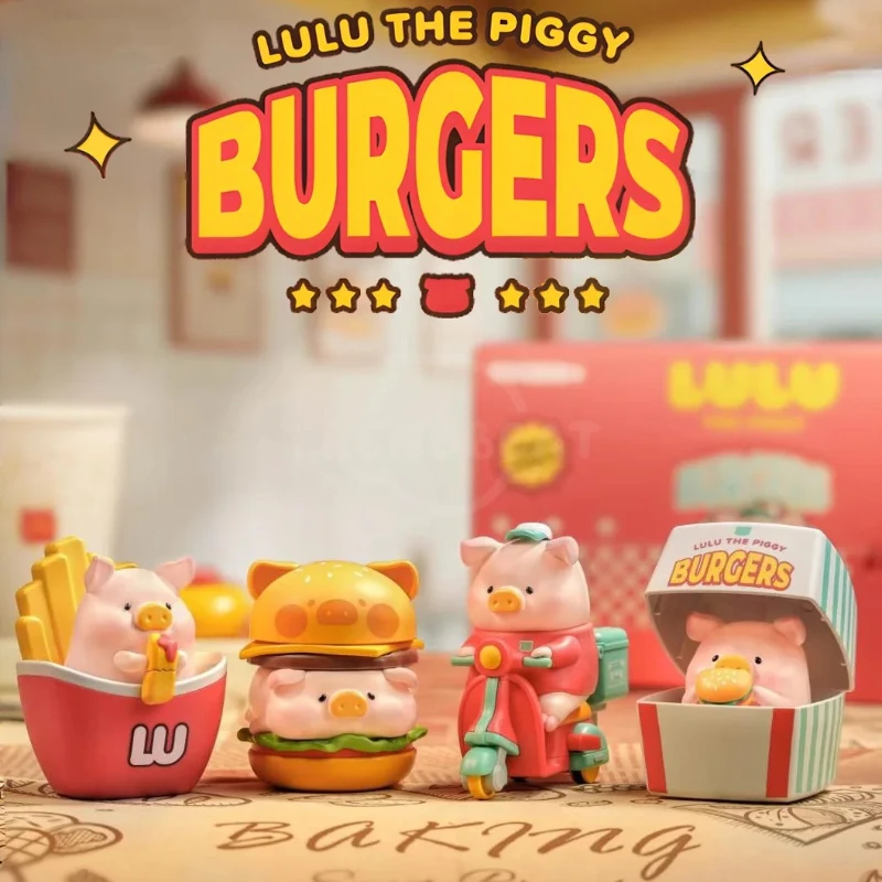 

LuLu The Piggy Burger Blind Box Toys LuLu Burger Mystery Box PVC Model Gifts Delicious Piggy Trendy Play Hamburger Ornament