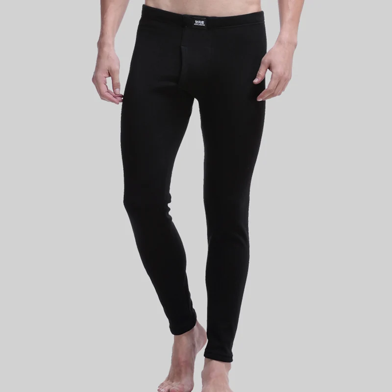 

men's fleece and thickened slim-fit cotton pan, youth single-piece leggings,