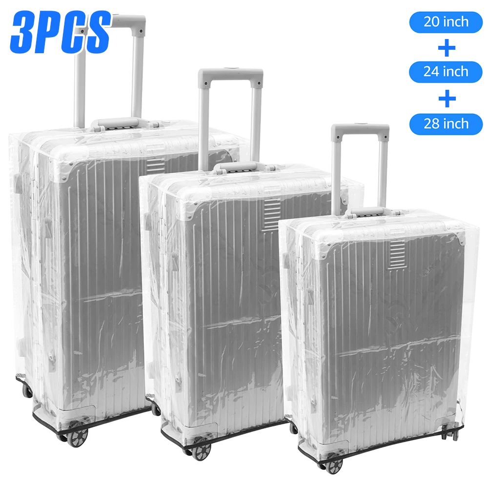

3Pcs Transparent Luggage Protector Covers PVC Dustproof Suitcase Covers 3 Size Anti Scratch Waterproof Luggage Cover for Travel