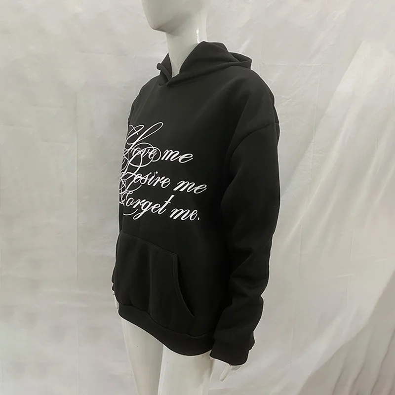 2026 Herbst Winter Damen Gothic-Print Oversized Hoodie Doppelseitiger Buchstaben-Druck Dunkler Streetwear Kapuzenpullover – Detail 4
