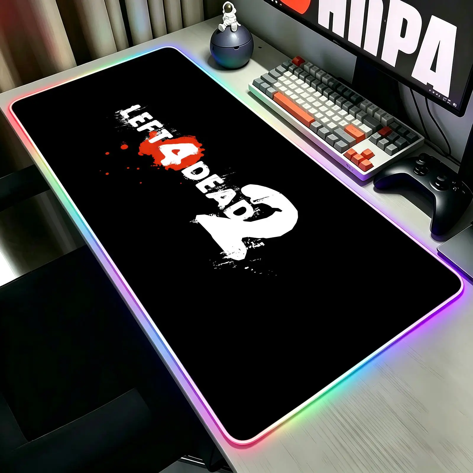 Mouse Pad XXL RGB Glow Gaming Desk Pad, wearproof sewn border, anti-slip mat for desktop, bedroom & office use Left 4 Dead 2
