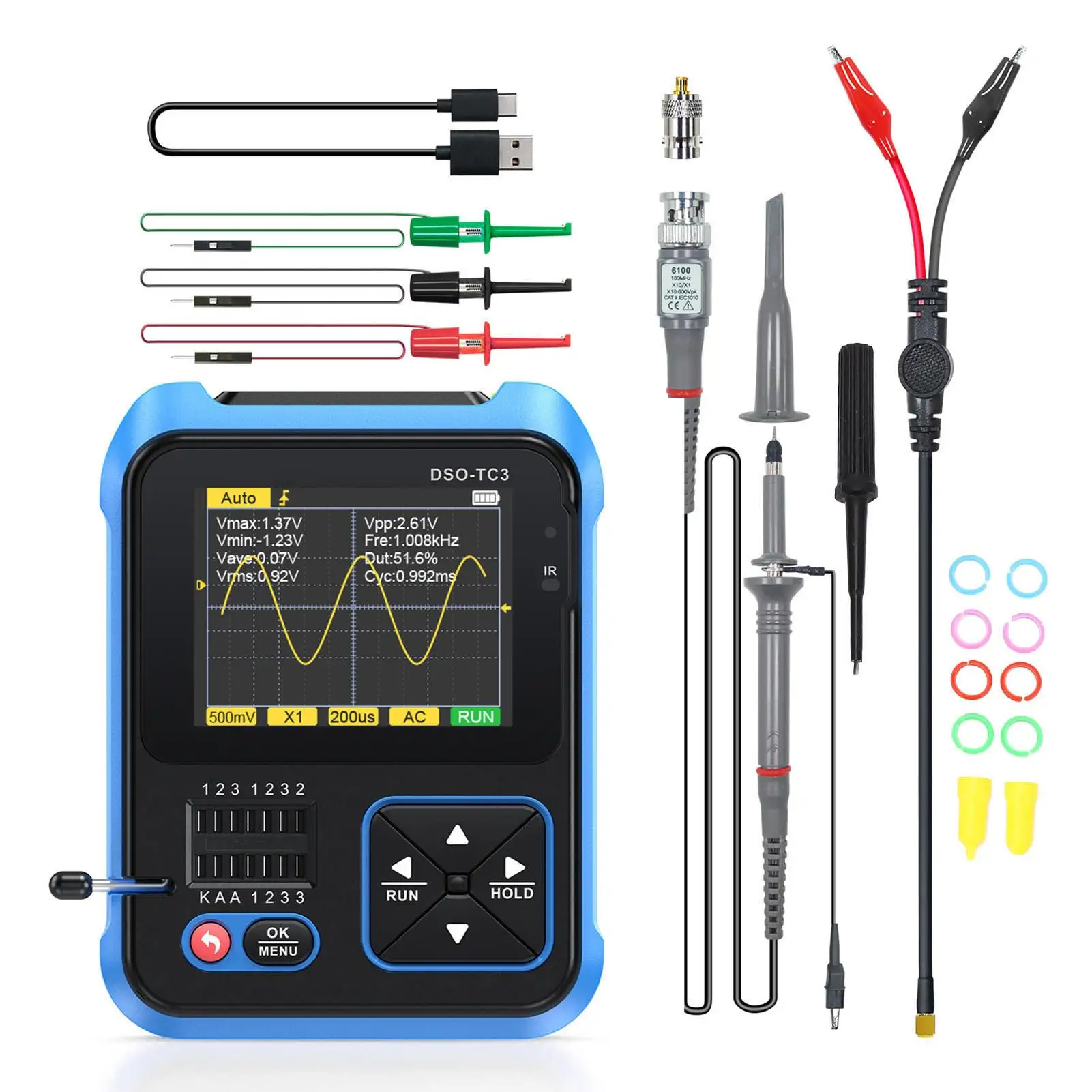 

Portable Digital Oscilloscope & Transistor Tester | Inductance, Capacitance & Resistance Meter