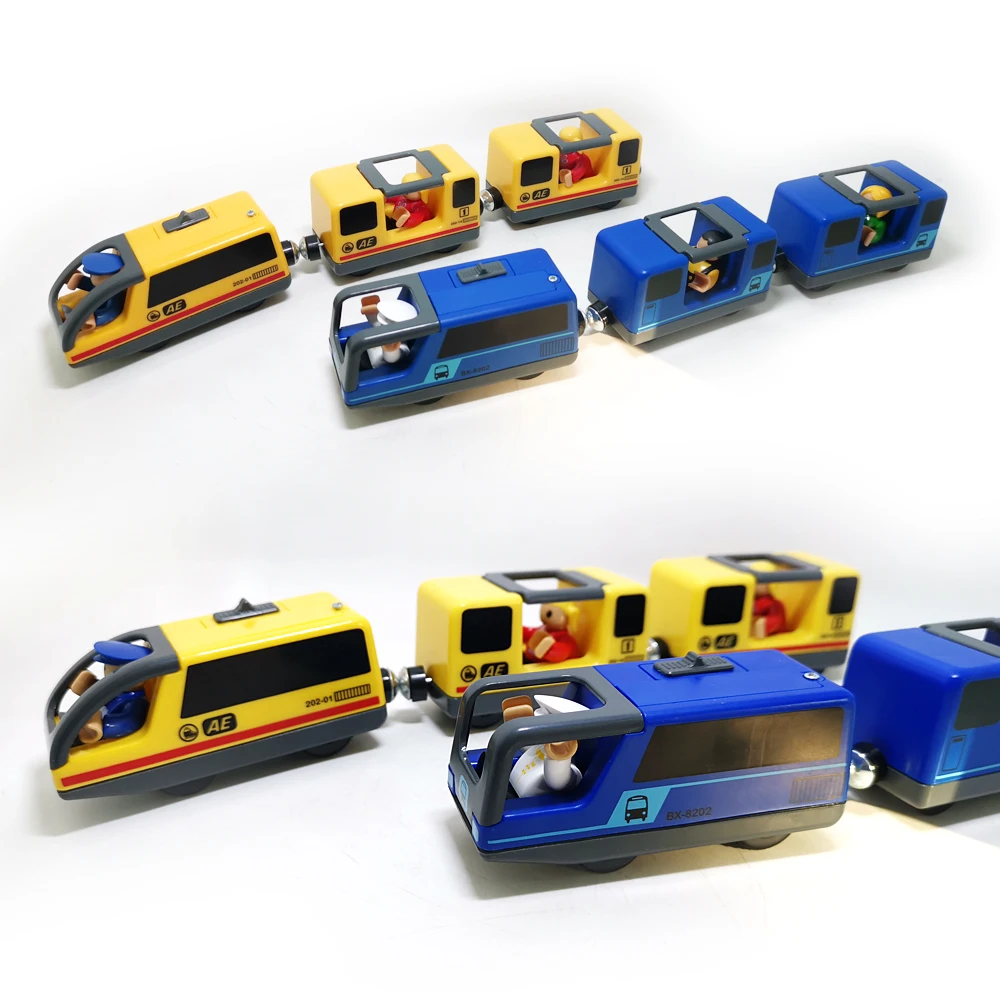 Kids Electric Train Set Locomotive Magnetic Train Diecast Slot Toy Fit for Wooden Train Railway Track Toy for Children Gift W03