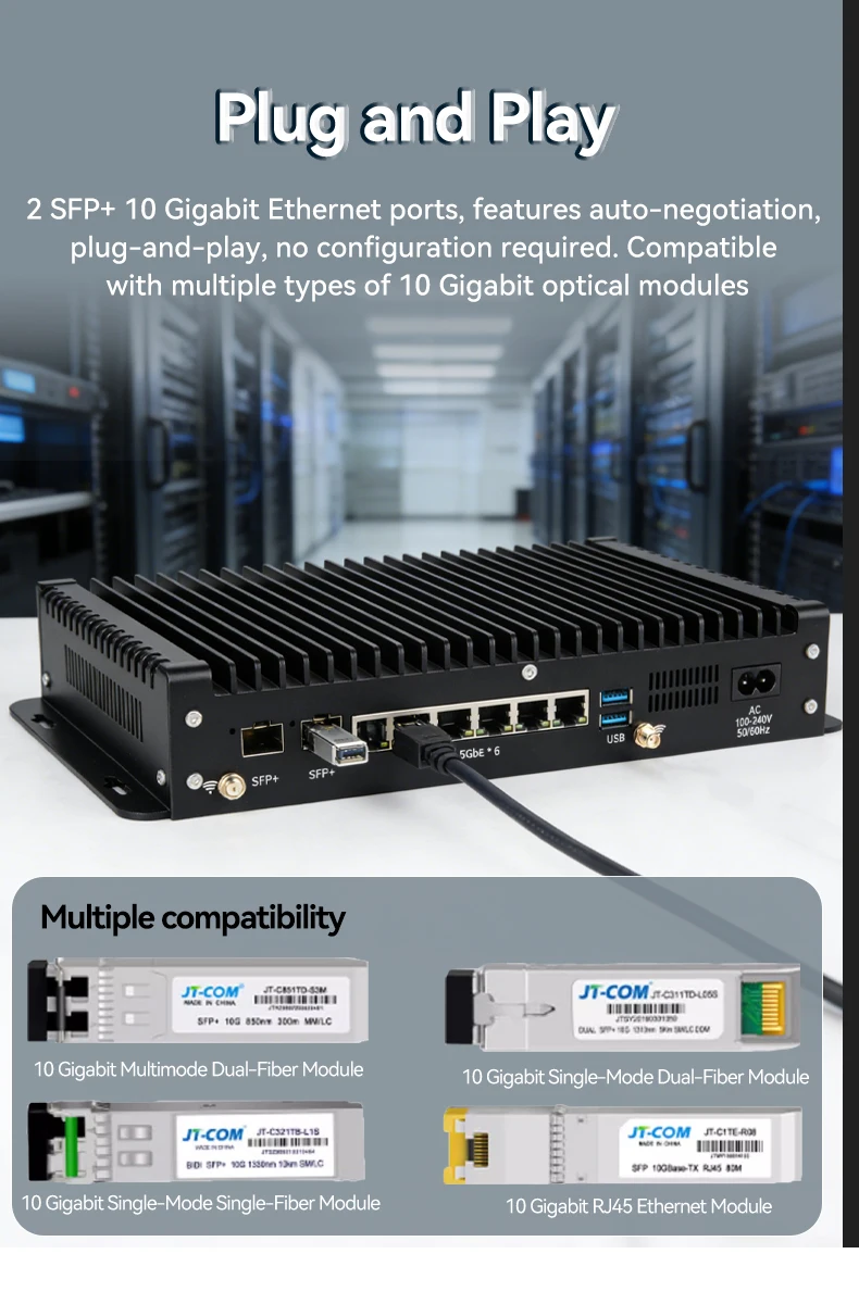 XCY X113 Industrial PC Firewall Router Gateway VPN Server Intel Core i5-1235U Processor 6x 2.5G Ethernet Support 2x 10G SFP+