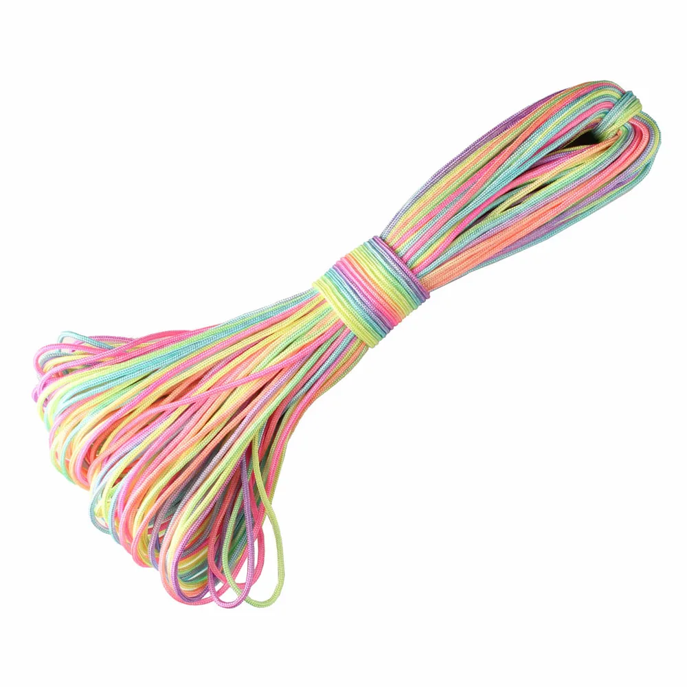 CAMPINGSKY Paracord Rainbow 2mm Nylon 1 pasmo rdzeń narzędzia do pracy na zewnątrz liny kempingowej linka spadochronowa sprzęt biwakowy